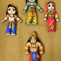 SOWPEACE Stitched Cotton Ram 4 Pieces Yellow & Green Religious Idol Showpiece-image-57