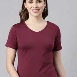 TWIN BIRDS Women Basic V-Neck Top-image-77