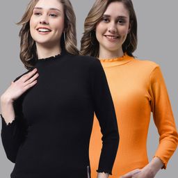 FBAR Pack Of 2 High Neck Bio-Wash Cotton Tops-image-94