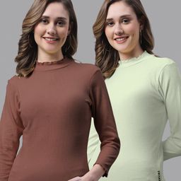 FBAR Pack Of 2 High Neck Cotton Fitted Top-image-91