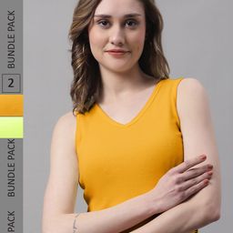 FBAR Pack Of 2 V-Neck Cotton Crop Tops-image-82