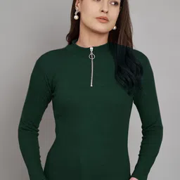 Trend Level Ribbed High Neck Fitted Cotton Top-image-62