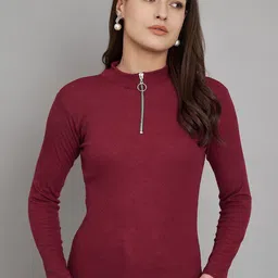 Trend Level High Neck Long Sleeves Cotton Top-image-99