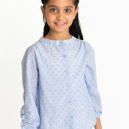 Campana Girls Self Design Mandarin Collar Cotton Top-picture-33
