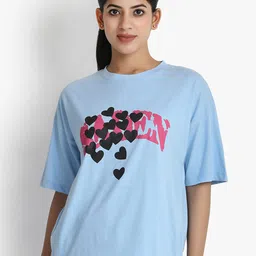 putsum Graphic Printed Drop-Shoulder Sleeves Cotton Casual T-shirt-image-62