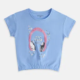 Pantaloons Junior Girls Embellished Sequinned Cotton Blouson Top-picture-43