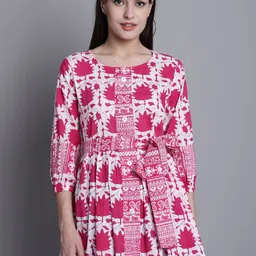 Rajnandini Floral Printed Tie-Up Detailed Pure Cotton A-Line Top-picture-28