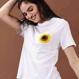 KAPASRITI Crochet Pocket Pure Cotton Tshirt-image-67
