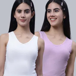 FBAR Pack Of 2 Scoop Neck Sleeveless Ribbed Cotton Crop Tops-image-27
