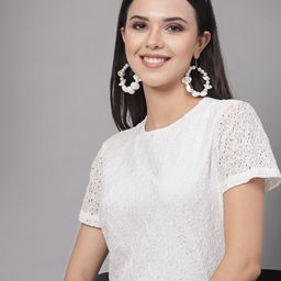 Style Quotient Self Design Puffed Sleeves Cotton Top-42