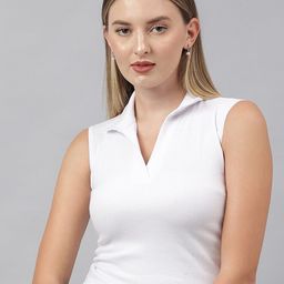 COLOR CAPITAL Polo Collar Fitted Top-image-55