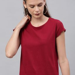 Roadster Women Red Solid Pure Cotton Top-picture-13
