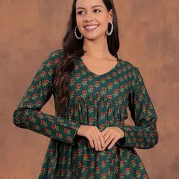 HIBIKI Floral Printed Pure Cotton Empire Top-picture-58