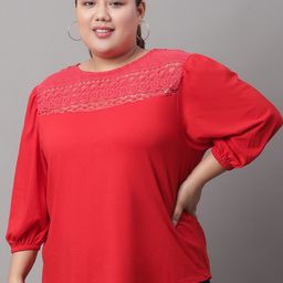 Rute Plus Size Laced Puff Sleeve Cotton Top-67