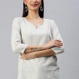 Bareblow Micro Ditsy Printed Linen Regular Top-image-5