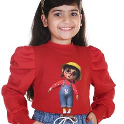 Naazglory Girls Graphic Printed Pure Cotton Regular Top-28