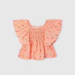 max Girls Floral Printed Flared Sleeves Cotton Top-image-57