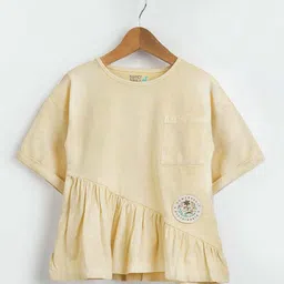 Somersault Girls Solid Round Neck Applique Cotton Top-image-79