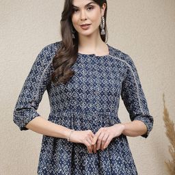 Stylum Ethnic Motifs Print Round Neck Cotton Peplum Top-picture-36