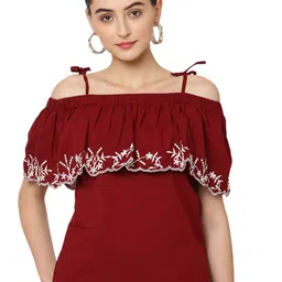 SAVI Floral Embroidered Off-Shoulder Cotton Top-image-59