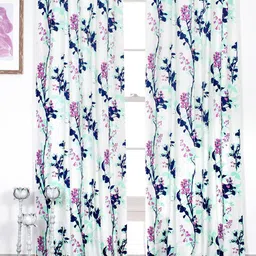 Tranquebar Home Pink & White 2 Pieces Printed Room Darkening Cotton Window Curtains-48
