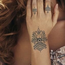 LICK Plant Base Semi Temporary Lotus Matte Finish Body Tattoo - Navy Blue-34