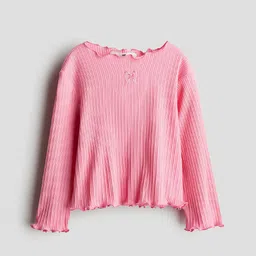H&M Girls Overlock-Detail Cotton Top-image-49
