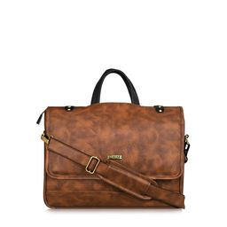 LOREM Unisex Tan & Black Textured Laptop Bag-31