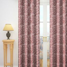 Story@home Red & White 300GSM Semi Blackout Jacquard Eyelet Ringtop Single Door Curtain-4