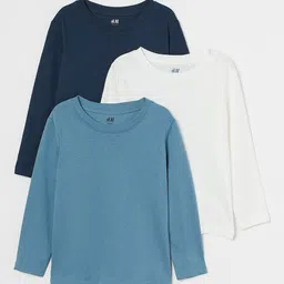 H&M Girls White & Blue 3-Pack Jersey Tops-image-38