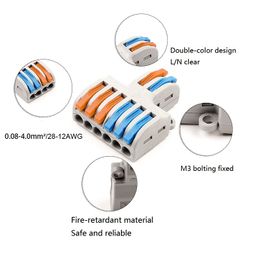PCT-SPL-42 0.08-2.5mm 4:2 Pole Wire Connector Terminal Block with Spring Lock Lever for Cable Connection image 5