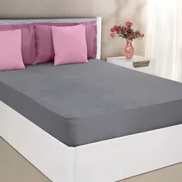 GADDA CO Grey Terry Cotton Fitted Twin Size Water Resistant Mattress Protector-image-65