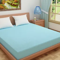 DREAM CARE Sky-Blue Solid King Size Mattress Protector-image-77