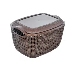 Kuber Industries Set Of 4 Brown Textured Multipurpose Basket Storage With Lids image 3