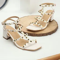 ICONICS Embellished Open Toe Block Heels image 3