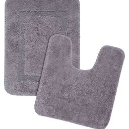 Saral Home Grey Cotton Bath Rug & Contour-10
