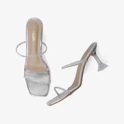 AXIUM Embellished Two Strap Party Block Heels image 3
