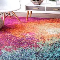 status Multicolor Abstract Polyester 5 ft x 7 ft Machine Made Carpet-picture-3
