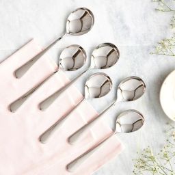 6 PACK Soup Spoons Set - Ideal for Desserts Stainless Steel Soup Spoon, Serving Spoon Set-image-49