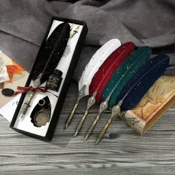 Dip Vintage Carving Feather Pen Set Calligraphy Pen Set Fineliner Pen-image-30