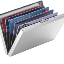 Water-Resistant Stainless Steel Silver Metal Debit/Credit Business Atm 6 Card Holder-image-56