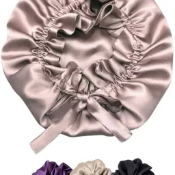 Handmade satin Bonnet for sleeping with adjustable Tie band bonnet for crulyhair-11