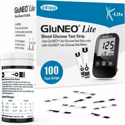 K-life Gluneolite Blood Sugar Glucose Testing 100 Glucometer Strips-image-47