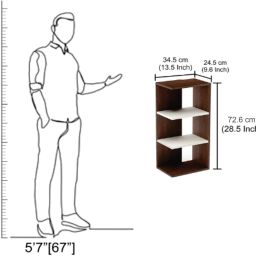 furneaser Rowbell Bookcase, Corner Display Rack, Engineered Wood Open Book Shelf image 4
