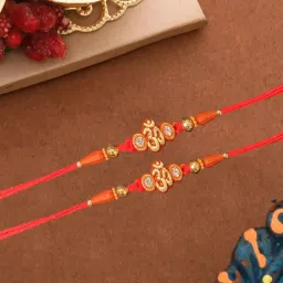 Thread Om Beads Rakhi With Chawal or Roli , Rakhi For Brother Mauli Thread Rakhi Set-36