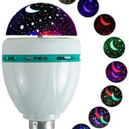 ™ (Diwali Light)Rotating Project LED Crystal Bulb Magic Disco Light Night Lamp for Party/Home Decoration Multi Color LED Light Single Disco Ball-38