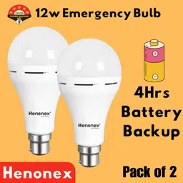 henonex Smart Rechargeable Emergency Bulb (Pack of 2) | Ideal for Home & Office 2 hrs Bulb Emergency Light-picture-8