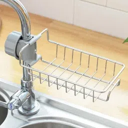 Stainless Steel Kitchen Faucet Sink Sponge Hanging Tap Storage Holder Rack/Shelf Stainless Steel Wall Shelf-image-67
