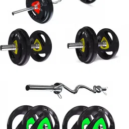 20 kg Professional Metal Integrated Rubber Plates(5KG*4Plates) with PureMetal Dumbbell Rods 25MM and 3FT Curl Rod 25MM Home Gym Combo-image-22