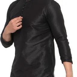 26 i Men Solid Dupion Silk Asymmetric Kurta image 5